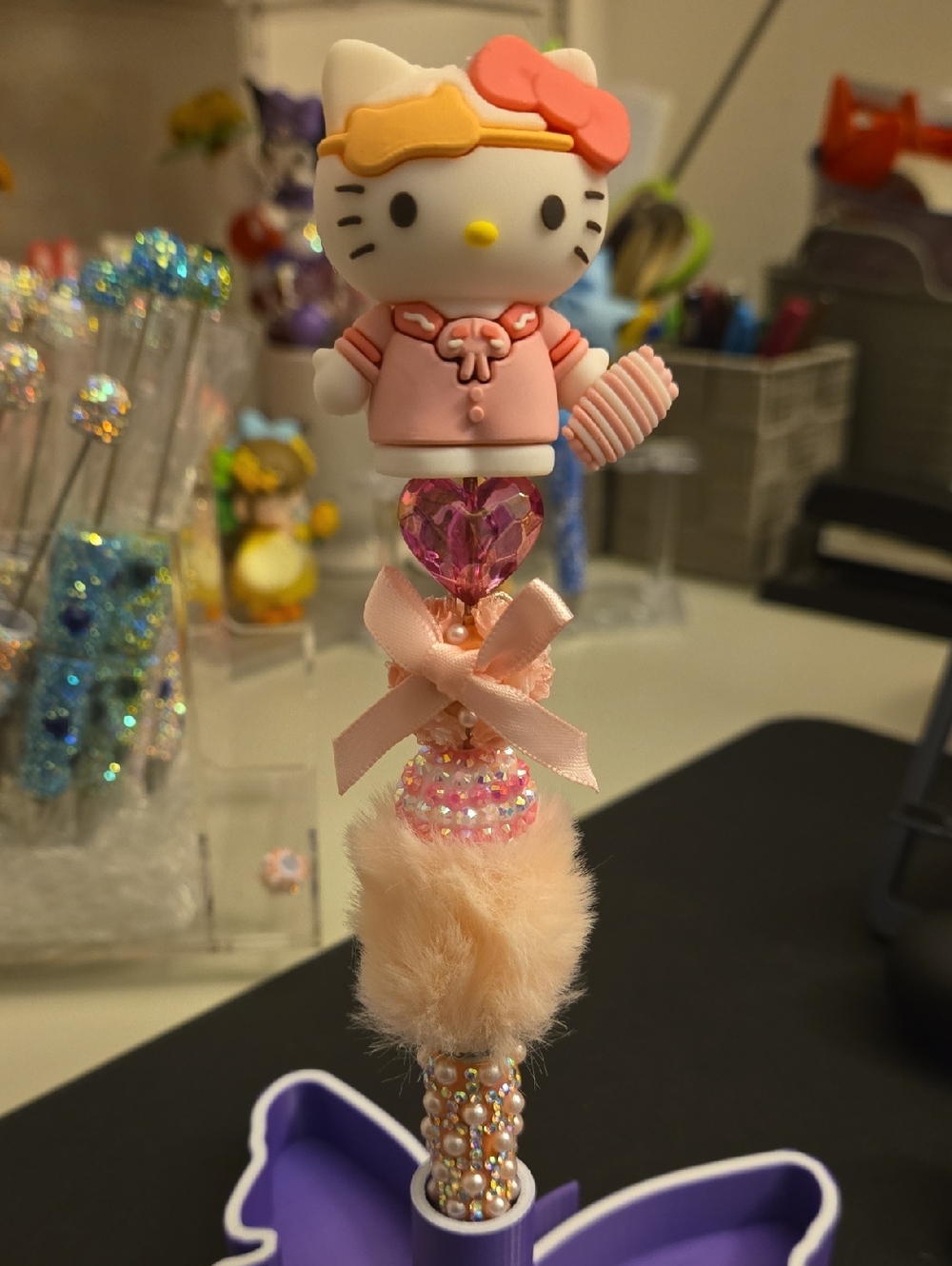 Handmade Beadable Decorative Hello Kitty Pen